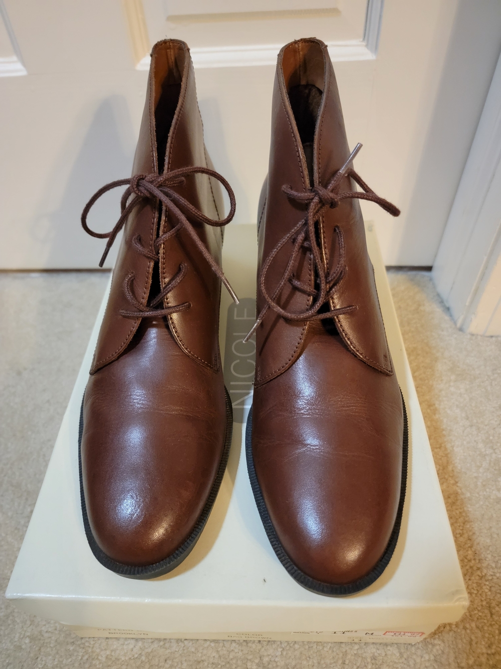 Nicole Brown Leather Lace-Up Heeled Ankle Boots Size 11M EUC